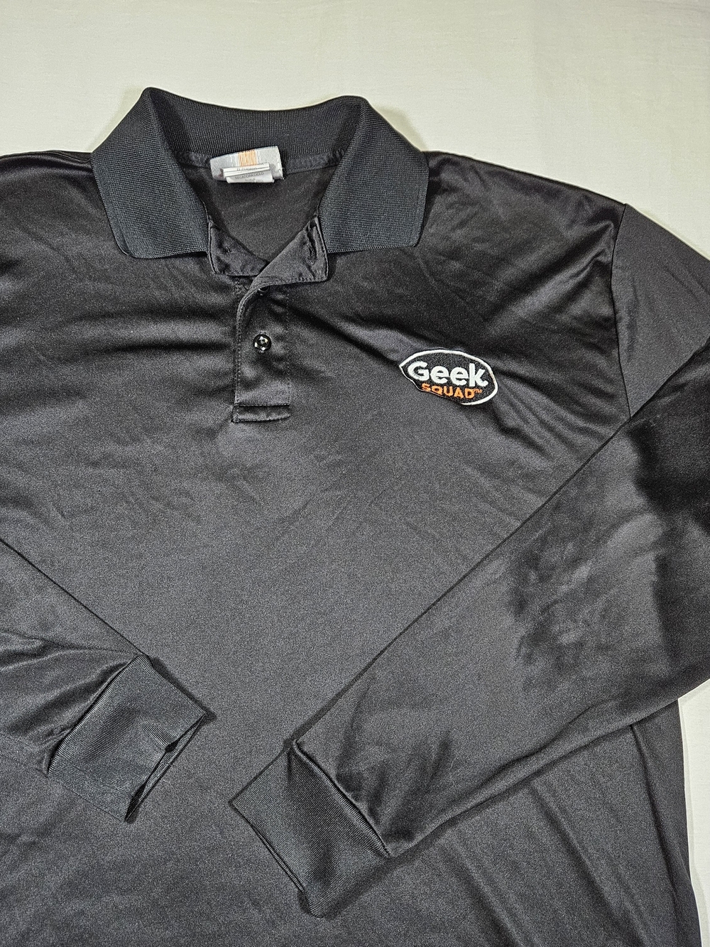 Best Buy Geek Squad Employee Uniform Polo Shirt Black Long Sleeve Men's Medium